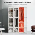 HOMCOM Portable Clothes Wardrobe for Bedroom, Foldable Clothes Organiser with Cube Storage, Hanging Rods, Magnet Doors, White - 4
