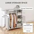 HOMCOM Rolling Ironing Board Cabinet, Foldable Ironing Station with Storage, Wheels for Home, Laundry Room, White - 6