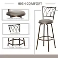 HOMCOM Set of 2 Bar Chairs Swivel Armless Upholstered Metal Frame Barstools with Backrest & Footrest, Bronze - 5
