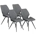 HOMCOM Set of 4 Dining Chairs, Kitchen Chairs with Metal Legs, PU Leather Seat and Backrests, Grey - 1