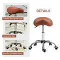 HOMCOM Saddle Stool, Height Adjustable Salon Chair for Massage Spa, Faux Leather, Brown - 6