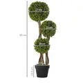 HOMCOM Set of 2 Decorative Artificial Tree Boxwood Ball Topiary Tree in Pot, Fake Plant for Home Indoor Outdoor Decor, 90 cm, Light Green - 3