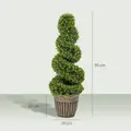 HOMCOM Set of 2 Artificial Plants, Topiary Spiral Boxwood Trees with Pot, for Home Indoor Outdoor Decor, 90cm - 3
