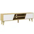 HOMCOM Scandinavian-Style TV Cabinet, with Storage - Wood-Effect/White - 1