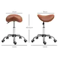 HOMCOM Saddle Stool, Height Adjustable Salon Chair for Massage Spa, Faux Leather, Brown - 3