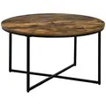 HOMCOM Round Coffee Table, Industrial Side Table with Metal Frame, Large Coffee Tables for Living Room, Bedroom, Rustic Brown - 1