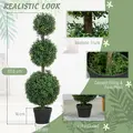 HOMCOM Set of 2 Decorative Artificial Trees, Topiary Ball-shaped Boxwood Trees in Pot, Fake Plants for Home Indoor outdoor Decor, 100cm, 3 Tree Balls - 4