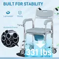 HOMCOM Rolling Shower Wheelchair for Seniors, Bedside Commode Chair with Locking Wheels, Seat, Backrest, Arms, Grey - 6