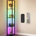 HOMCOM RGB LED Floor Lamp with Shelves, Modern Dimmable Standing Lamp with Remote Control, Adjustable Brightness & Speed for Living Room, Bedroom, Office, Black - 9