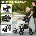 HOMCOM Rollator Walker Wheelchair, with Seat - Black - 6