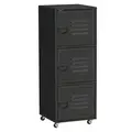 HOMCOM Rolling Storage Cabinet 3-Tier Mobile File Cabinet with Wheels & Metal Doors for Home Office, Living Room, Black - 1