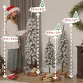 HOMCOM Set of 3 Pencil Flocked Christmas Tree, 3ft 4ft 5ft - 3