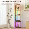 HOMCOM RGB LED Floor Lamp with Shelves, Modern Dimmable Standing Lamp with Remote Control, Adjustable Brightness & Speed for Living Room, Bedroom, Office, Rustic Brown - 6