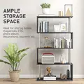 HOMCOM S Shape Bookcase, 5 Tiers Bookshelf, Modern Freestanding Storage Shelf for Home Office, Study, Living Room, 80 x 30 x 145cm Black - 4
