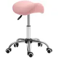 HOMCOM Saddle Stool, Height Adjustable Salon Chair for Massage Spa, Faux Leather, Pink - 1
