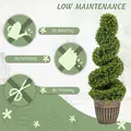 HOMCOM Set of 2 Artificial Plants, Topiary Spiral Boxwood Trees with Pot, for Home Indoor Outdoor Decor, 90cm - 5