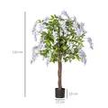 HOMCOM Set of 2 Artificial Plants Wisteria Floral in Pot, Fake Plants for Home Indoor Outdoor Decor, 100cm - 3
