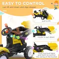 HOMCOM Ride On Tractor, Toddler Excavator Toy, Pretend Play Construction Truck with Adjustable Bucket, Horn for 3 Years+ - 4