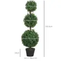 HOMCOM Set of 2 Decorative Artificial Trees, Topiary Ball-shaped Boxwood Trees in Pot, Fake Plants for Home Indoor outdoor Decor, 100cm, 3 Tree Balls - 3