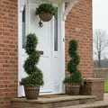 HOMCOM Set of 2 Artificial Plants, Topiary Spiral Boxwood Cypress Trees with Pot, for Home Indoor Outdoor Decor, 90cm - 9