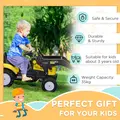 HOMCOM Ride On Tractor, Toddler Excavator Toy, Pretend Play Construction Truck with Adjustable Bucket, Horn for 3 Years+ - 6