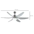 HOMCOM Reversible Ceiling Fan with Light, 6 Blades Indoor Modern Mount LED Lighting Fan with Remote Controller, for Bedroom, Living Room, Silver - 3