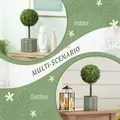 HOMCOM Set of 2 Decorative Artificial Plants, 50cm Faux Boxwood Topiary Balls with Woven Plastic Pot and Pebbles, Fake Plants for Home or Office Decor, Green - 5