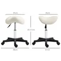 HOMCOM Saddle Stool, PU Leather Adjustable Rolling Salon Chair with Steel Frame for Massage, Spa, Beauty and Tattoo, White - 3