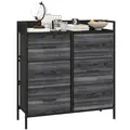 HOMCOM Rustic Chest of Six Fabric Drawers - Black - 1