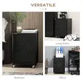 HOMCOM Rolling Metal Filing Cabinet, Industrial Mobile Storage Cabinet with Adjustable Shelf and Wheels for Home Office Living Room, Black - 7