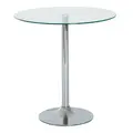 HOMCOM Round Dining Table, Modern Dining Room Table with Tempered Glass Top, Steel Base, Space Saving Small Bar Table - 1