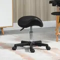 HOMCOM Saddle Stool, PU Leather Adjustable Rolling Salon Chair with Steel Frame for Massage, Spa, Beauty and Tattoo, Black - 7