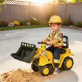 HOMCOM Ride On Tractor, 3 in 1 Ride On Excavator Toy, Toddler Digger Bulldozer with Storage, Pretend Play Construction Truck, NO POWER for 18-48 Months, Yellow - 2