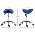 HOMCOM Saddle Stool, Height Adjustable Salon Chair for Massage Spa, Faux Leather, Dark Blue - 3