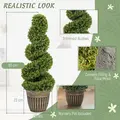 HOMCOM Set of 2 Artificial Plants, Topiary Spiral Boxwood Trees with Pot, for Home Indoor Outdoor Decor, 90cm - 4
