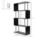 HOMCOM S Shape Bookcase, 5 Tiers Bookshelf, Modern Freestanding Storage Shelf for Home Office, Study, Living Room, 80 x 30 x 145cm Black - 3
