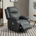 HOMCOM Riser and Recliner Chair with Massage, Power Lift Recliner Chair for Elderly with Remote Control, Extended Footrest, Dual Side Pockets, Overstuffed Electric Reclining Armchair, Dark Grey - 7