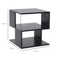 HOMCOM Set of 2 Side Table Square Coffee Table, Modern End Table with 2 Tier Storage Shelves for Living Room, Bedroom, Black - 3