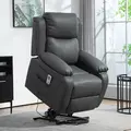 HOMCOM Riser and Recliner Chair with Massage, Power Lift Recliner Chair for Elderly with Remote Control, Extended Footrest, Dual Side Pockets, Overstuffed Electric Reclining Armchair, Dark Grey - 2