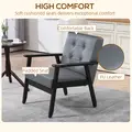 HOMCOM Set of 2 Accent Chair, PU Leather Armchair, Occasional Chair with Beech Wood Frame for Living Room Reception Bedroom Balcon, Grey - 5