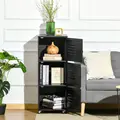 HOMCOM Rolling Storage Cabinet 3-Tier Mobile File Cabinet with Wheels & Metal Doors for Home Office, Living Room, Black - 8
