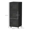 HOMCOM Rolling Storage Cabinet 3-Tier Mobile File Cabinet with Wheels & Metal Doors for Home Office, Living Room, Black - 3