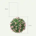 HOMCOM Set of 2 Artificial Plant Topiary Balls, UV-protected Fake Decorative Plants, Pink - 3