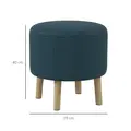 HOMCOM Round Linen-Look Storage Ottoman - Blue - 3