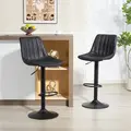 HOMCOM Set of 2 Leathaire Tub Bar Stools - Black - 2