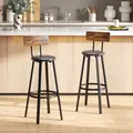 HOMCOM Set of Two Industrial-Style Bar Stools - Brown/Black - 2