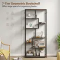 HOMCOM Seven-Tier Geometric Bookcase - Brown/Black - 4