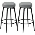 HOMCOM Set of Two Faux Leather Bar Stools - Grey/Black - 1