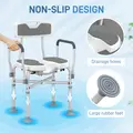 HOMCOM Shower Chair with Hygiene Cut-Out Seat and Reinforced Crossbars, Height Adjustable Padded Bath Chair with Non-slip Feet for Elderly Seniors Disabled Handicap, Tool-Free Assembly, Grey - 7
