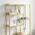 HOMCOM Seven-Tier Geometric Bookcase - White/Gold Tone - 9